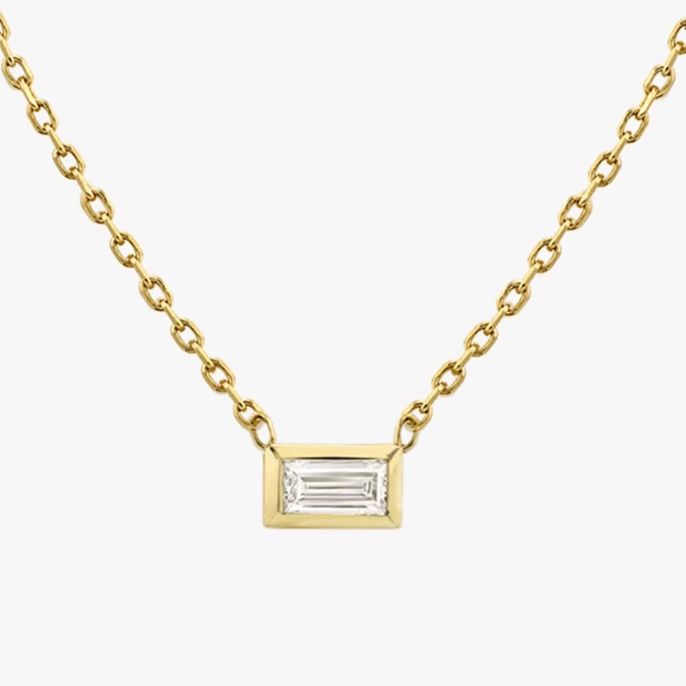 VRAI Knife-Edge Bezel Necklace 14 Karat Gold